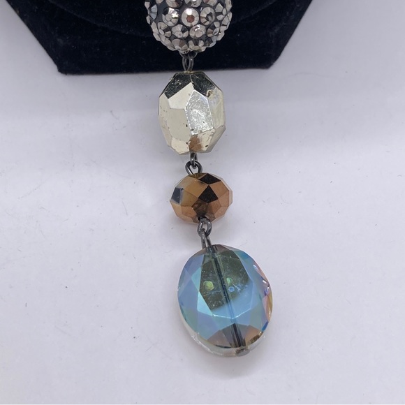Alfani Necklace Y Drop Necklace Beaded Some Glass Faceted Iridescent - Picture 3 of 8